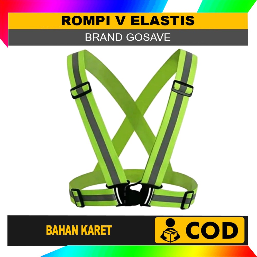 Rompi V Karet Elastis Scotlite Safety Vest Proyek Scotchlite Reflective Strap Safety Sepeda dan Lari