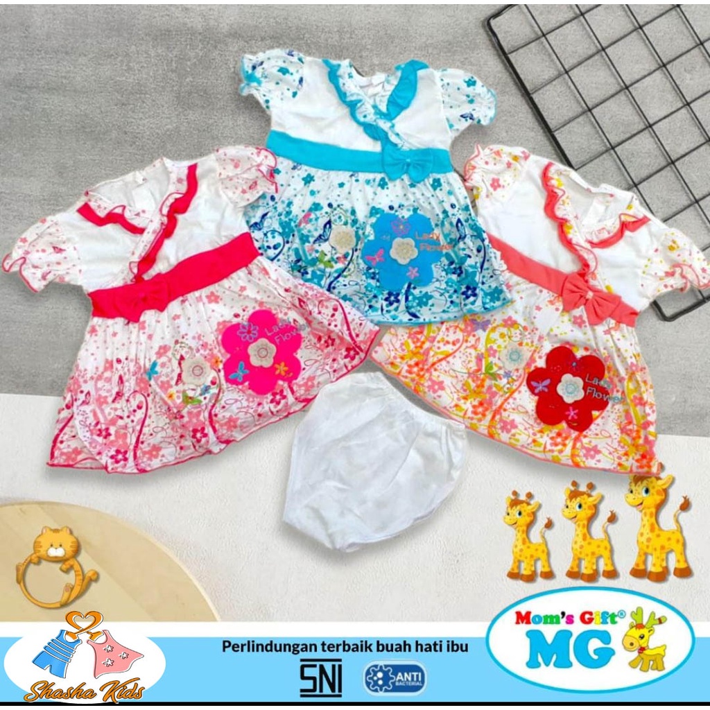 [MG 059] Baju Bayi Perempuan/ Dress Bayi Perempuan Mom's Gift salur kuncing 0-6 bln