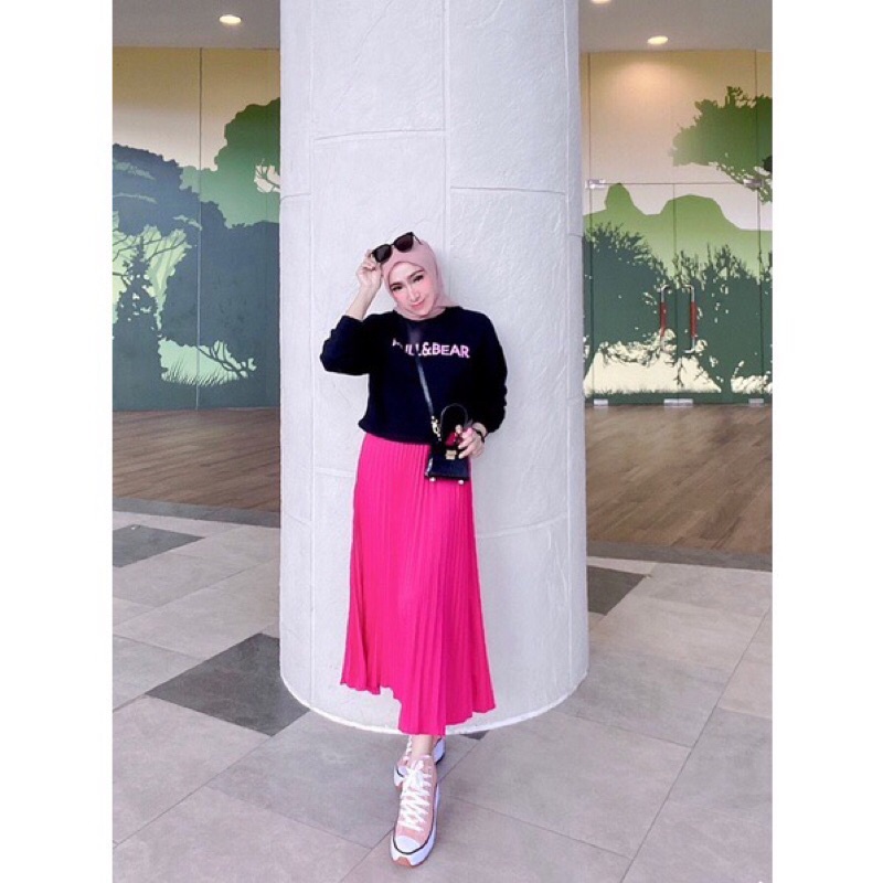 Clair Skirt Magenta Fuschia F3 - Rok Plisket Wanita