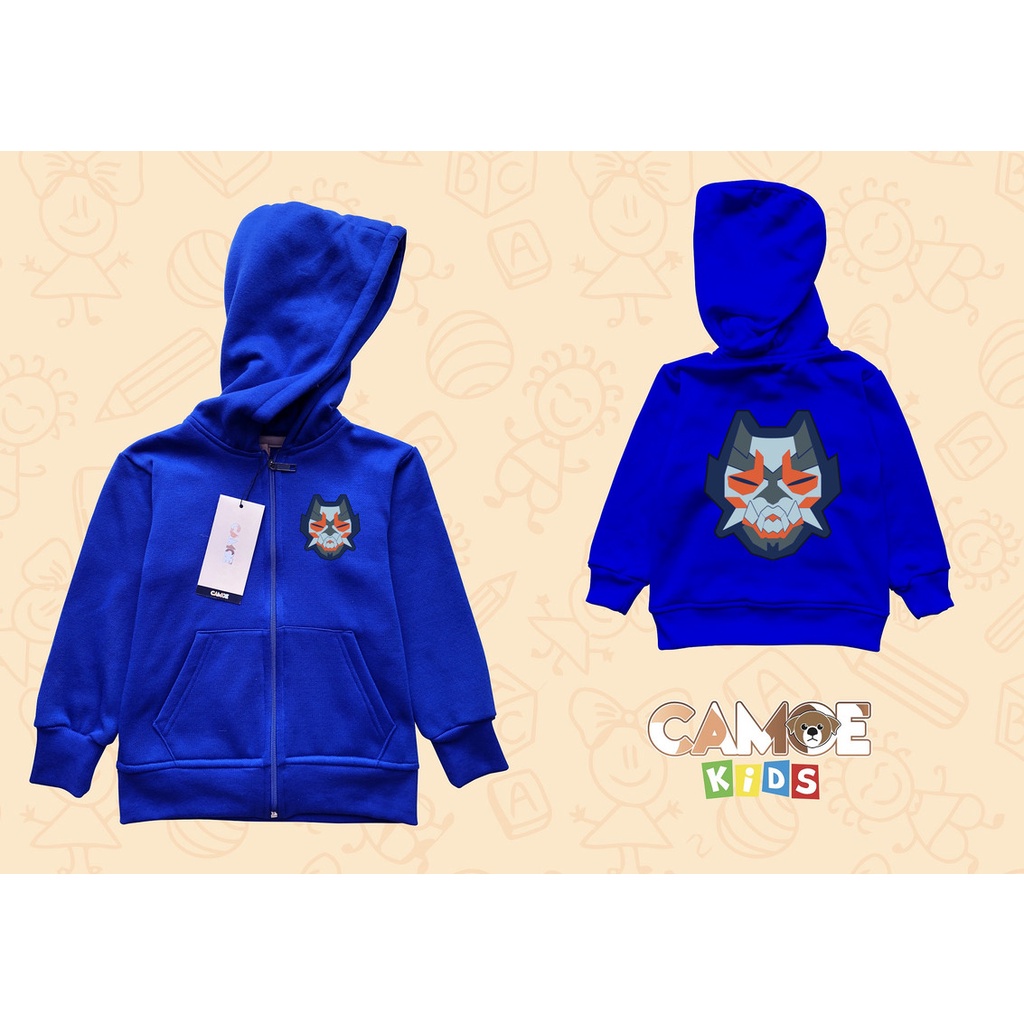 Jaket Hoodie Zipper Anak KIDS Gaming Valorant Yoru Oni Mask 3D Logo