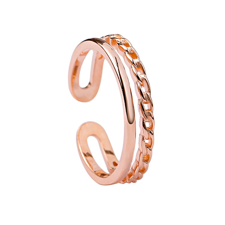 Korean Double-layer Parallel Opening Adjustable Ring Female Ins Simple Personality Simple Ring Female Fashion Jewelry Accessories Gift