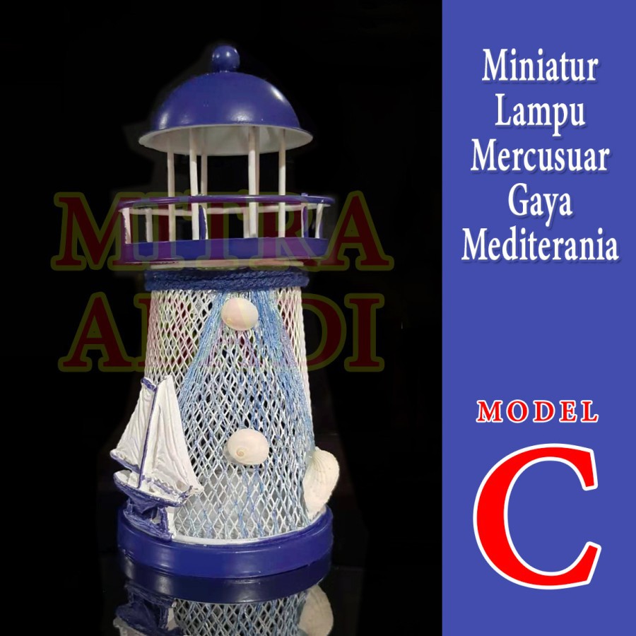 Dekorasi Miniatur Lampu Mercusuar Mini Gaya Mediterania