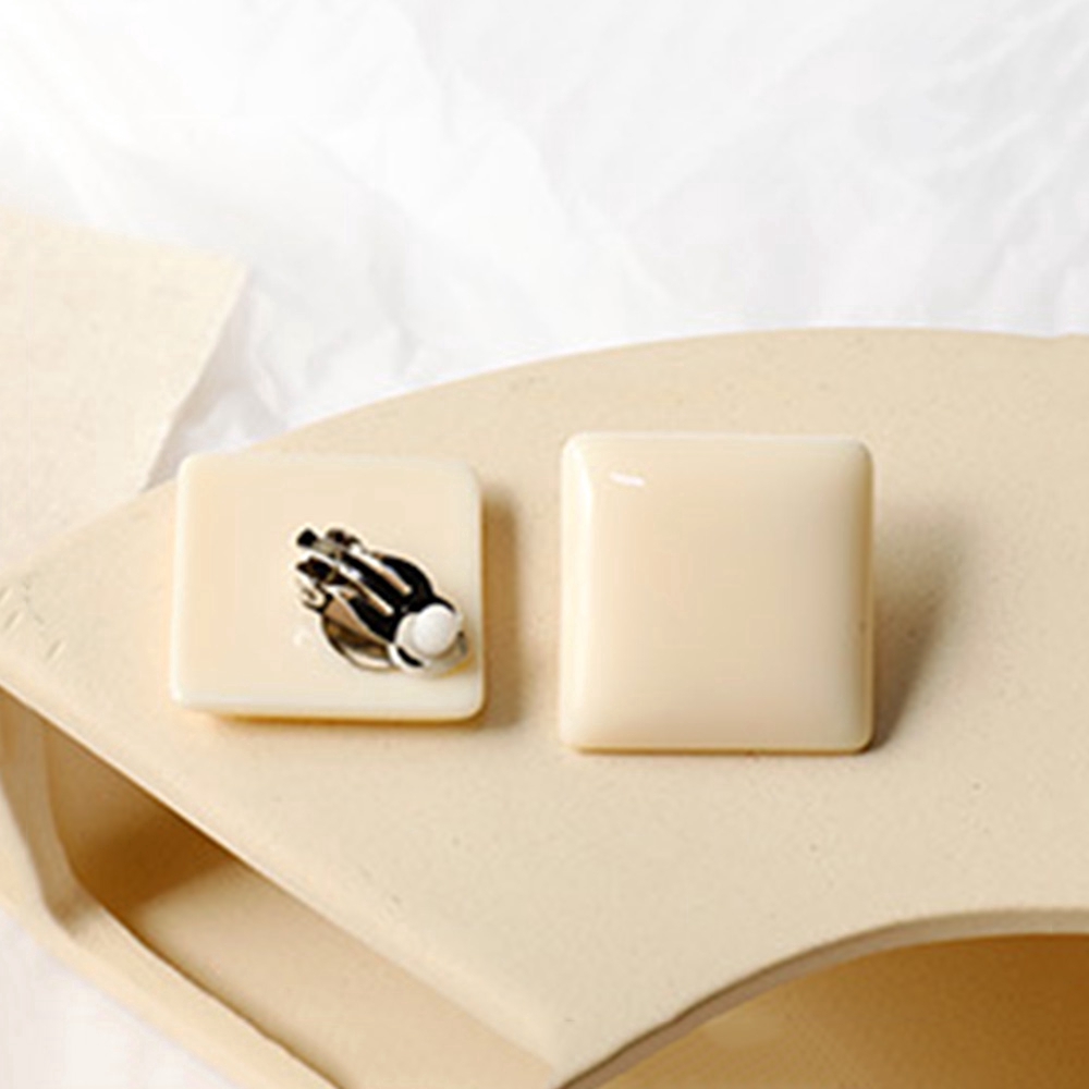 Anting Klip Tanpa Tindik Bentuk Geometri Persegi Panjang Bulat Bahan Resin Untuk Wanita