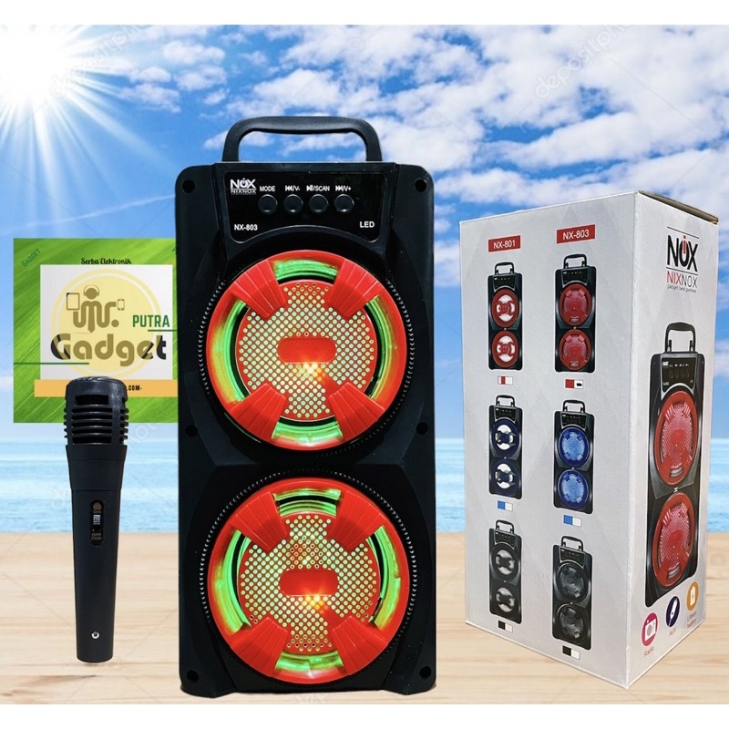 speaker bluetooth speaker karaoke free mic NIXNOX NX-803 aktif speaker portabel termurah