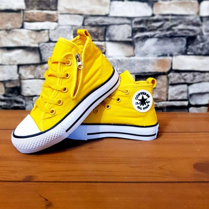 Terbaru.. Sepatu Anak Converse Tinggi Model Zip Merah Kuning Green Lengkap Dengan Box