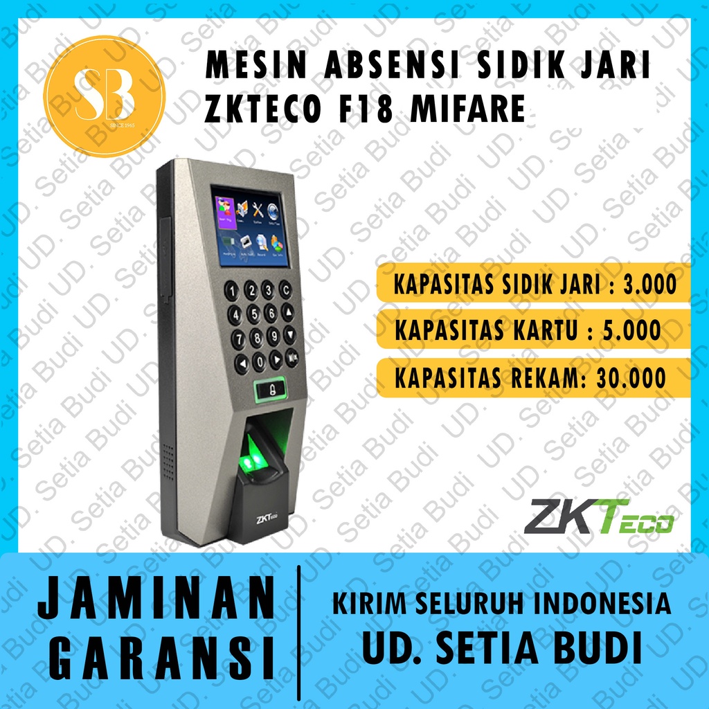 ZKTeco F18 Mifare Mesin Absensi Sidik Jari FingerPrint Access Door