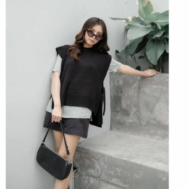 ➸ ILLO VEST Knite Rompi Rajut Wanita // Outer Rajut Tali Baru - Hijau Mint, All Size Fit L ☻