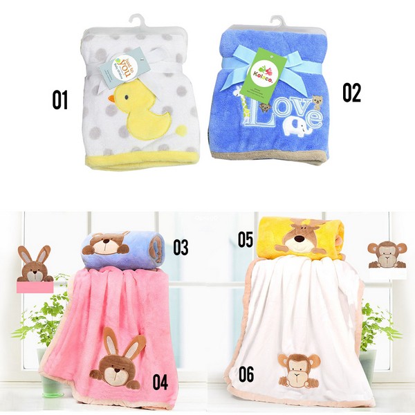 LKM157 Selimut Double Fleece Lembut Polos Gambar Hewan Size 100x80cm