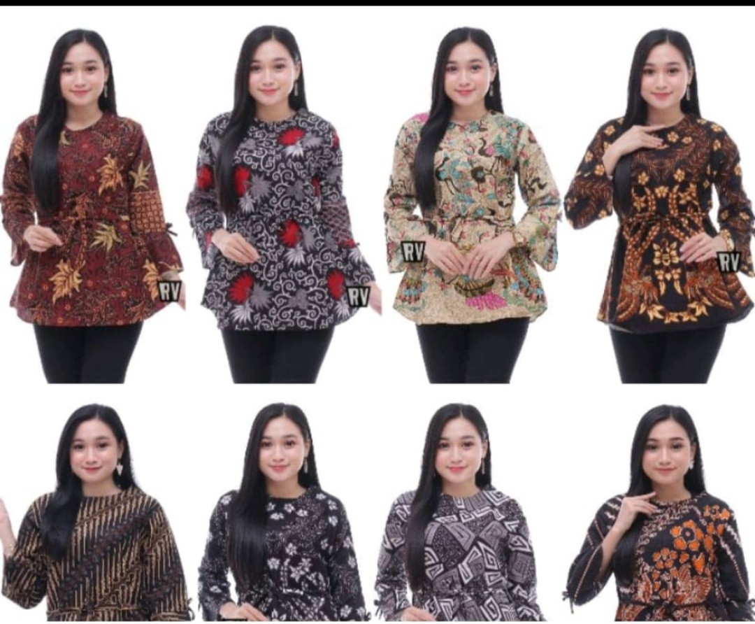 Atasan Batik Blus Wanita Size M L Xl Xxl Tenun Sutra Batik Pekalongan
