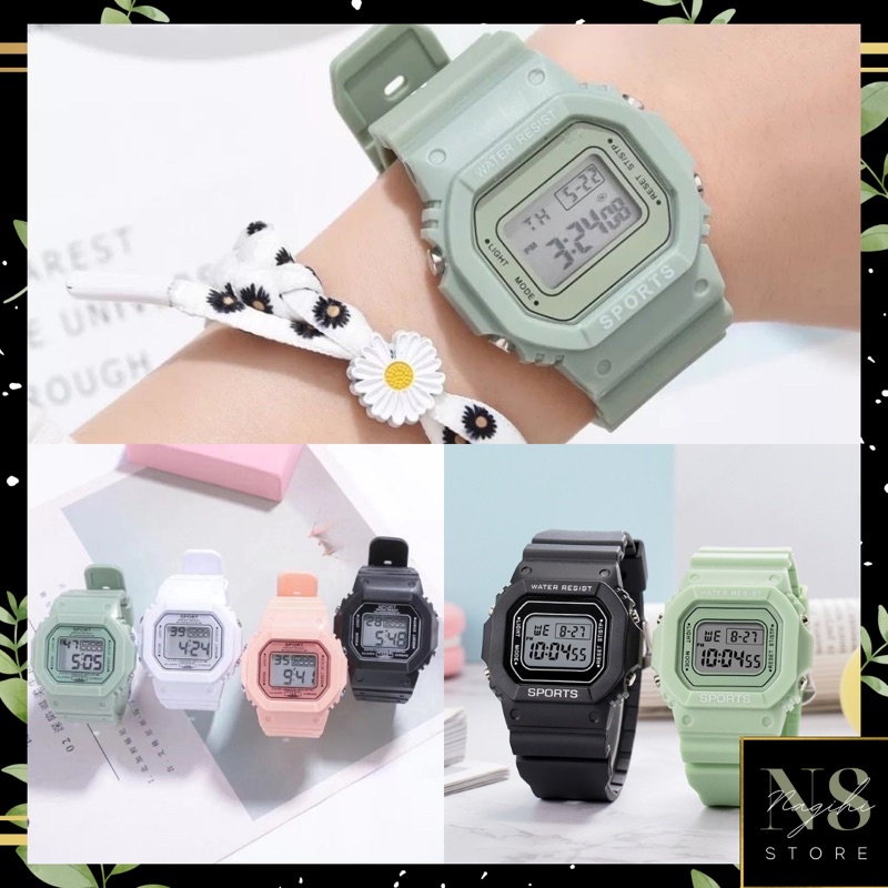 ✨NAGIHI✨ DENNOS JAM TANGAN RUBBER DIGITAL SEGI GROSIR MURAH KARET SPORT LED PRIA WANITA COUPLE