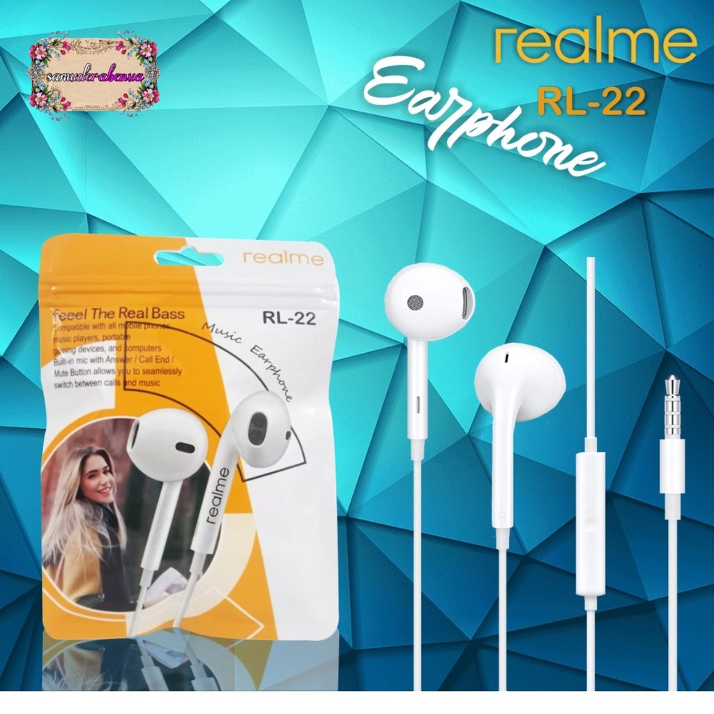 BM087 Headset heasdfree hf ORI REALME RL-22 mega BASS Jack 3.5mm 2 3 5 6 7 8 pro c1 c2 c3 c11 c15 SB1935