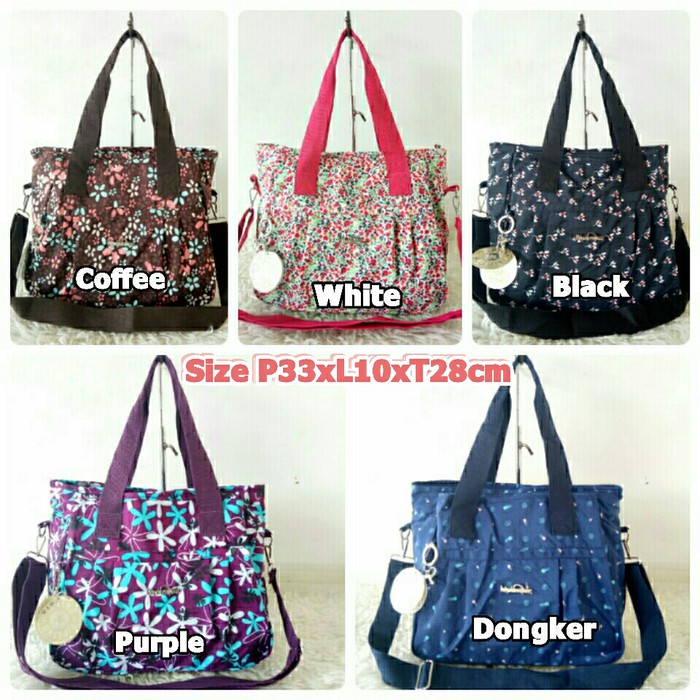 TERMURAAH, KP936 Tas Shoulder Wanita Import Tote Bag Kipling Motif 3Ruang - Putih .