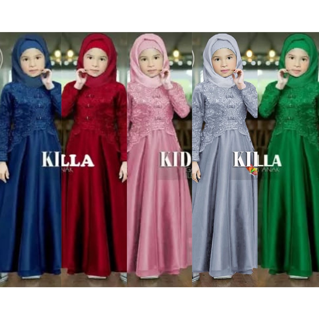 KAELLA KIDS MAXY FIT M L XL Baju Muslim Anak Perempuan Dress Kekinian Baju Muslim Anak Dress Kodanga