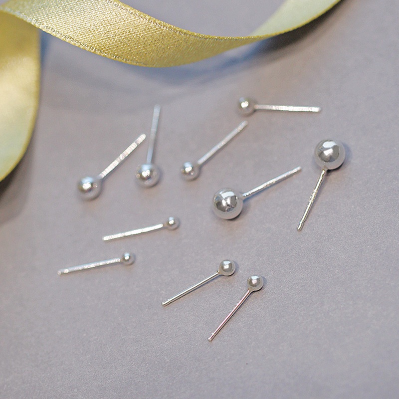 Papaozhu Fashion925 Sterling Perak Kecil Bola Stud Anting-Anting Untuk Wanita Gadis Minimalis Tindik Earring Telinga Perhiasan 2mm 3mm 4mm