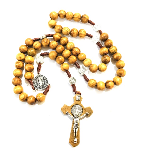 Rosario kayu medali benediktus