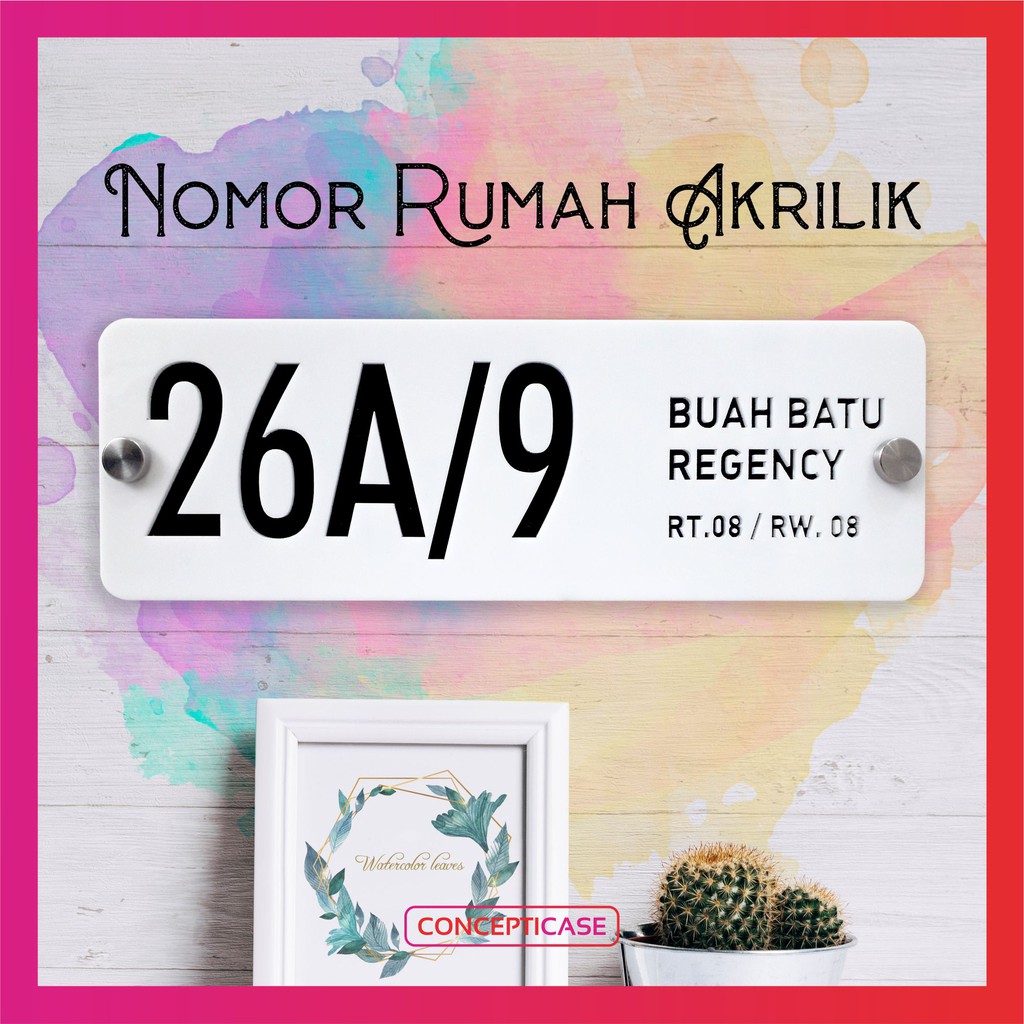 NOMOR RUMAH BAHAN AKRILIK ACRYLIC UKURAN 30 X 10 CM 2 LAYER