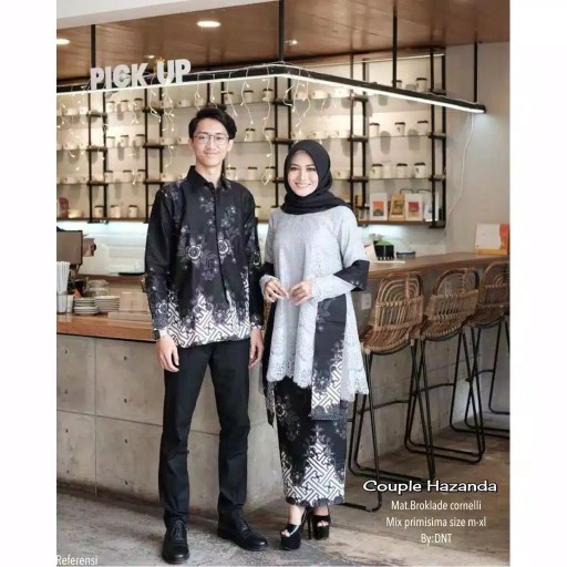 (lengkap 6 Warna - Brokat Halus Termurah) Couple Batik Brokat Monaka Selendang