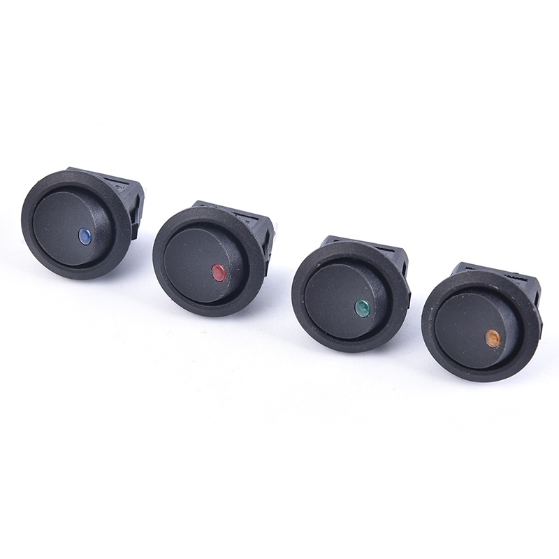 (LUCKID) 4pcs Saklar Rocker Switch ON / Off 12V 20A Bentuk Bulat Dengan Lampu LED Untuk Mobil / Perahu