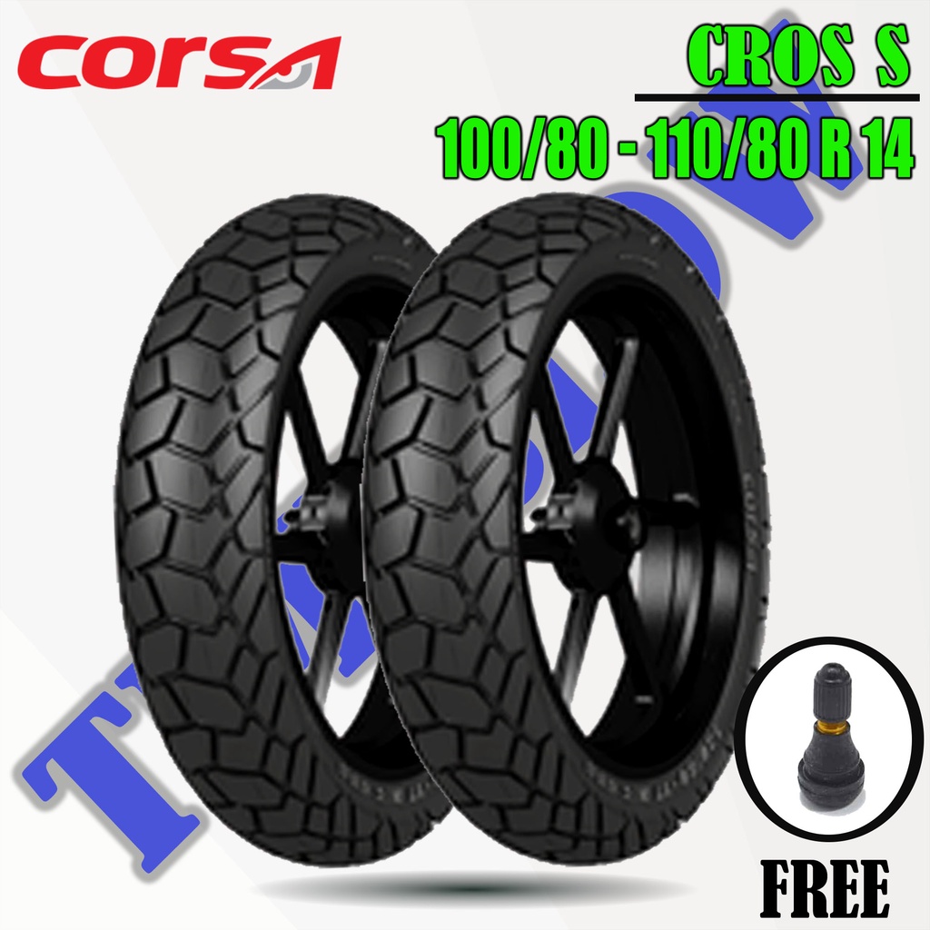 Paket Ban Motor Matic // CORSA CROSS S PLATINUM 100/80 - 110/80 Ring 14 Tubeless