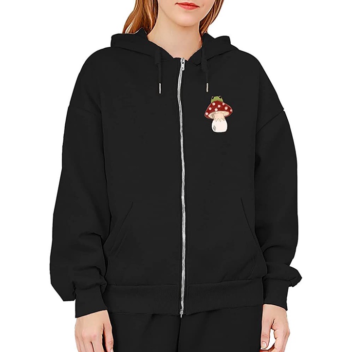 ZIPPER HOODIE WANITA FROG MUSHROOM / ZIPPER HOODIE WANITA TEBAL