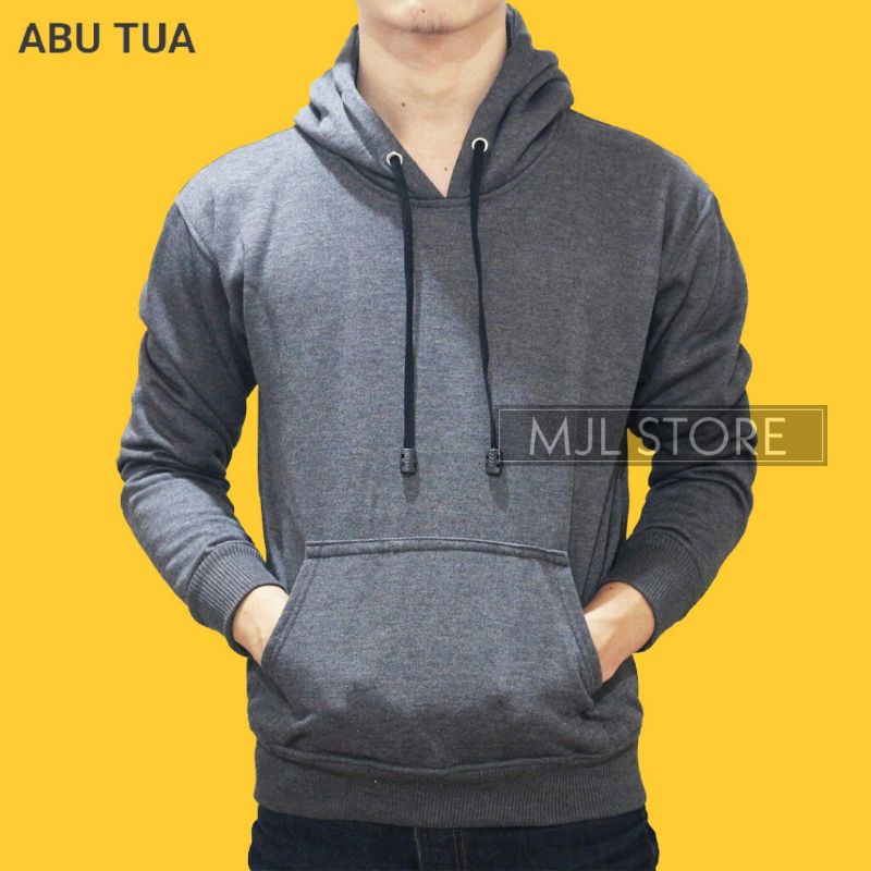 (promo) Jaket jumper hoodie polos L,XL,XXL pria wanita abu tua mjl store