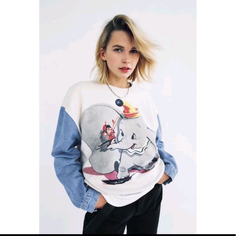 zara dumbo jeans sweater + Mask