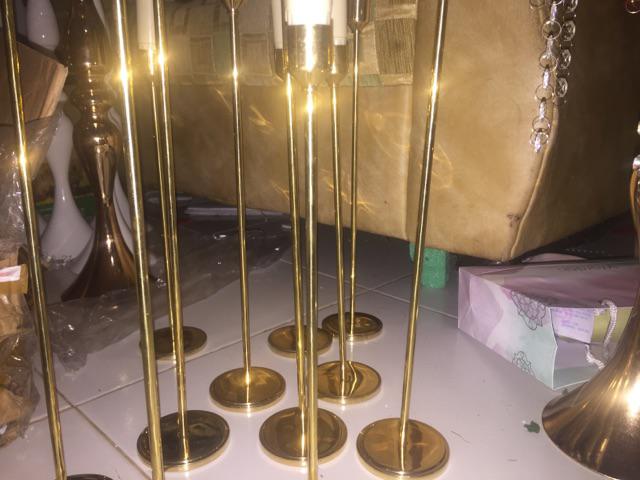 Tempat Lilin Tinggi Polos Minimalis 40 35 30 Cm Set 3 Kuningan Candle Holder - Mk Aluminium