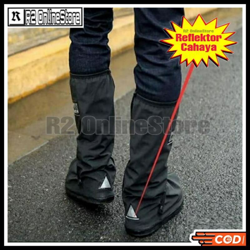Jas Hujan Sepatu Boot Rain Shoes Cover Sepatu Dengan Reflektor Cahaya XL L M S Premium - Sarung Sepa