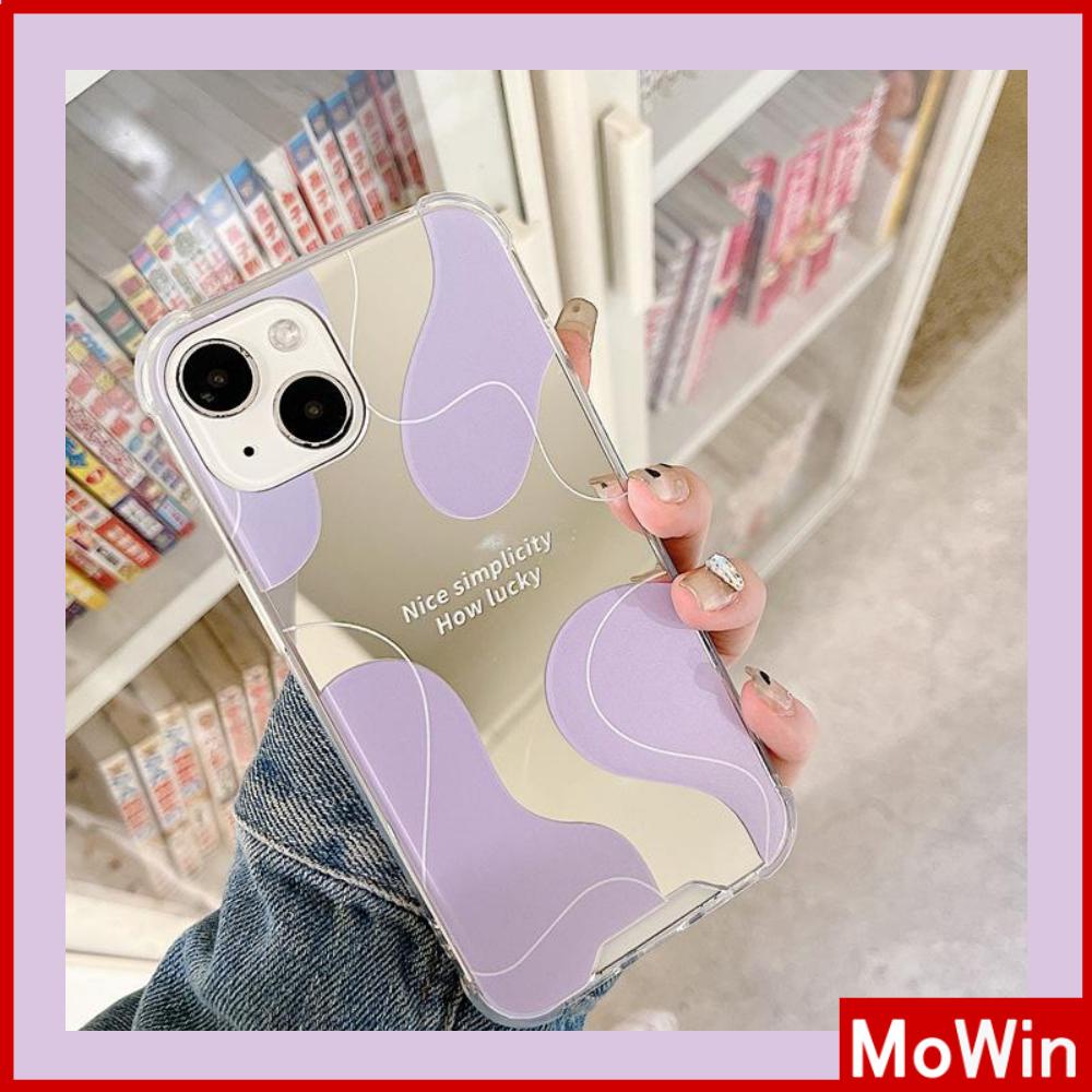 iPhone Case Luxury Acrylic Mirror Airbag Shockproof Protection Camera Romantic Purple Simple Compatible For iPhone 11 Pro Max 13 Pro Max 12 Pro Max 7Plus xr XS Max