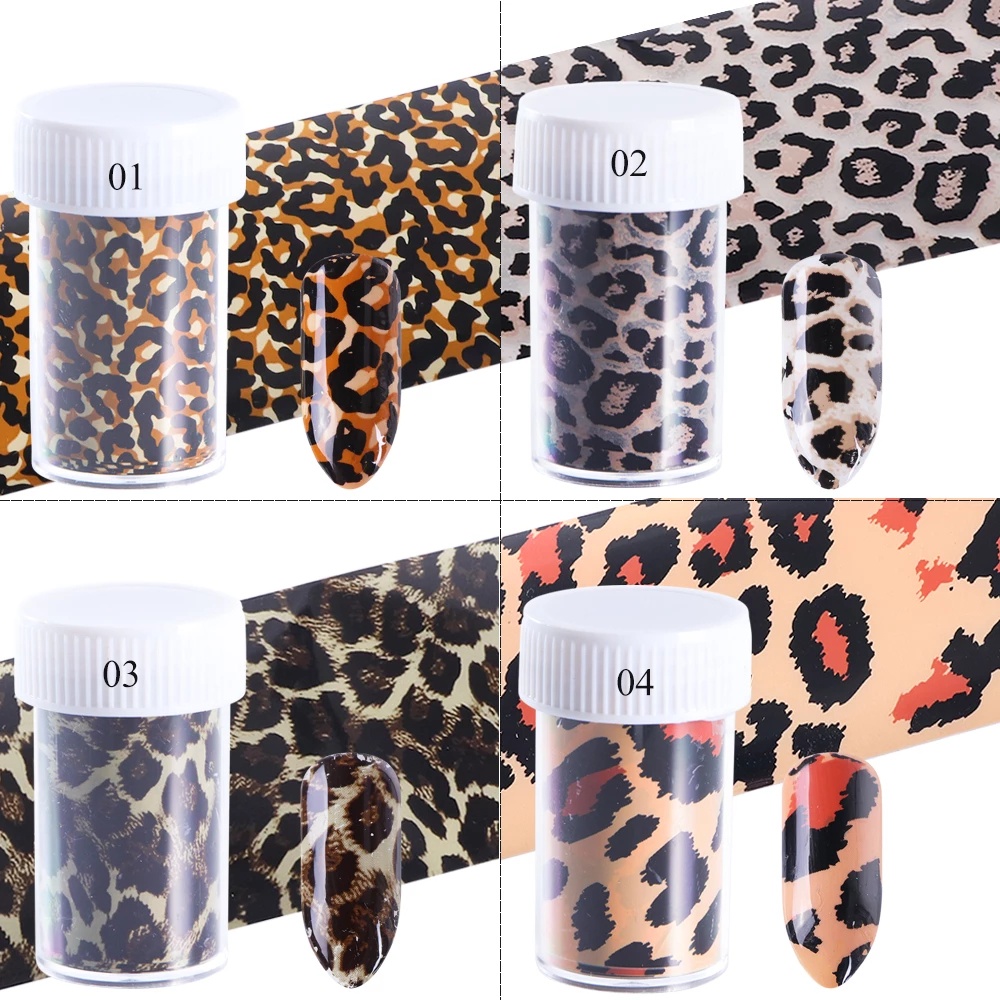 1 Roll Stiker Kuku Motif Print Leopard 3D Untuk Dekorasi Manicure