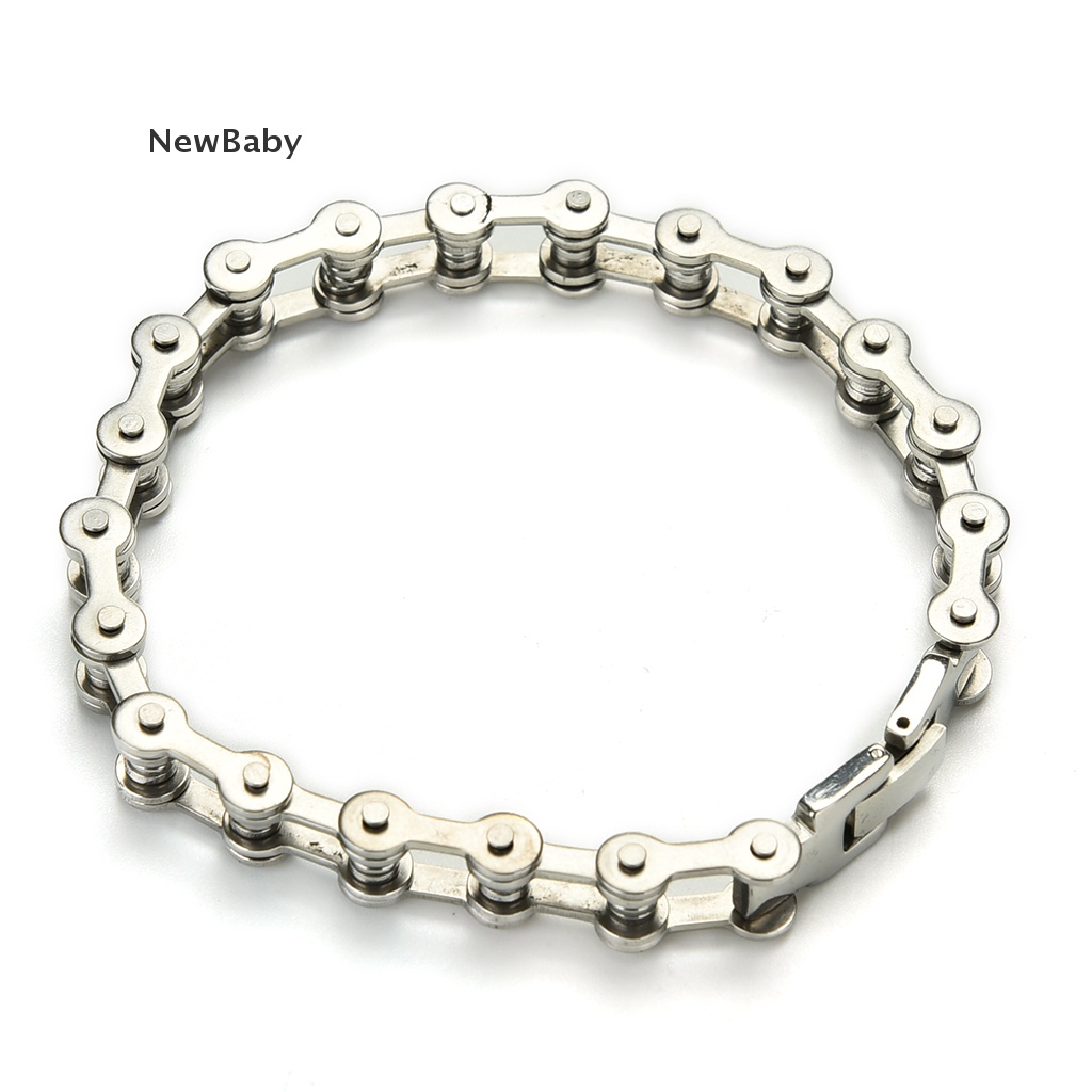 Gelang Rantai Sepeda Motor Bahan Stainless Steel Gaya Punk Ukuran 8.5 Inci Untuk Pria