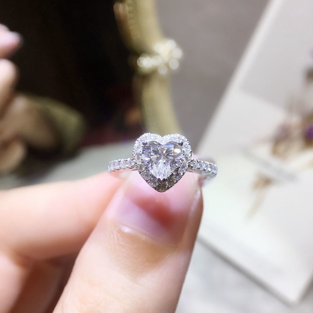 Cincin Wanita--YES.I.DO  cincin perak Moissanit asli , （Garansi 2 Tahun）sertifikat internasional Lengkap proposal cincin lamaran ring Original Arctic Deer