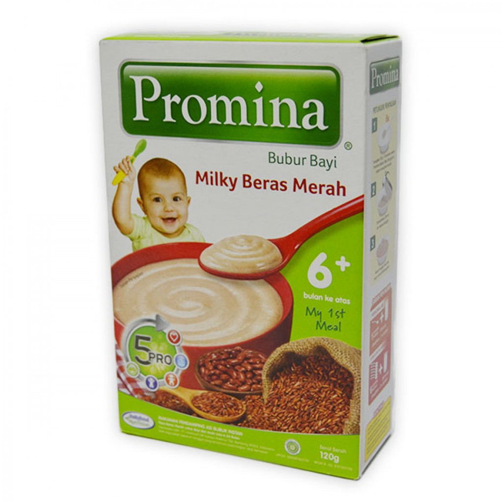 PROMINA Bubur Bayi 6+  120 Gr. (Beras merah / Kacang Hijau)