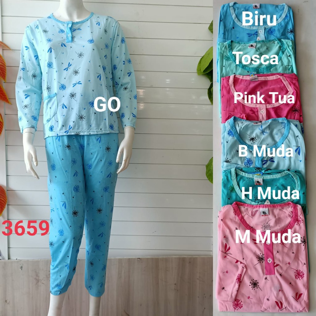 gos  A BABYDOLL Bobo PP Dewasa Standart Setelan Baju Tidur Busui Celana Panjang Lengan Panjang Piyam