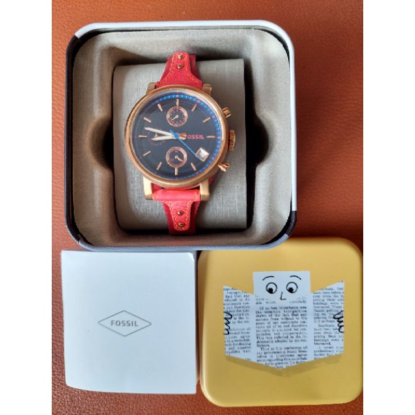 Jam Fossil BF Boyfriend Red Original Preloved