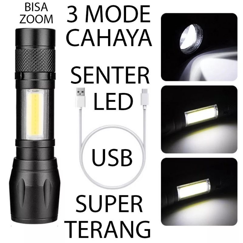 Senter Swat Mini Senter Swatt Senter Led Senter Chargerable Senter Zoom