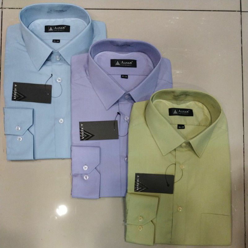 Kemeja Alisan Polos Jumbo Lengan Panjang Regular Size 2XL~4XL (16,5~17,5)