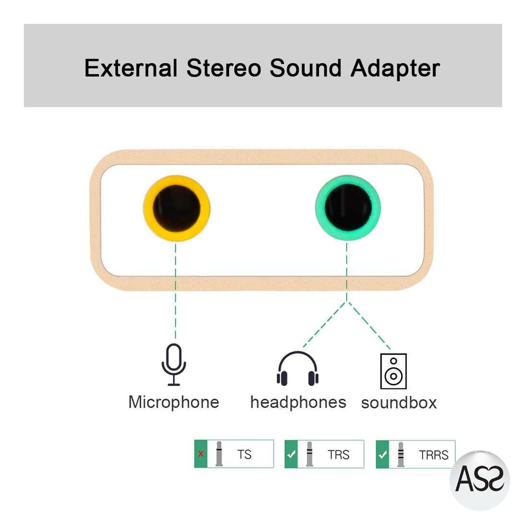 ASS Shop - Woopower External USB Type-C Sound Card 3.5mm AUX &amp; Microphone - MU1