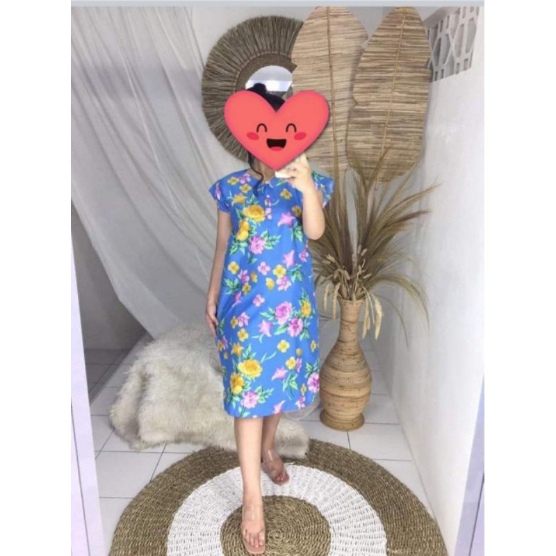 ECER DASTER JUMBO LD 130 CM / DASTER IBU UKURAN XXL /DASTER BUSUI /DASTERJUMBO MOTIF TERBARU / PAKAIAN WANITA-BUNGA SAKURA BIRU