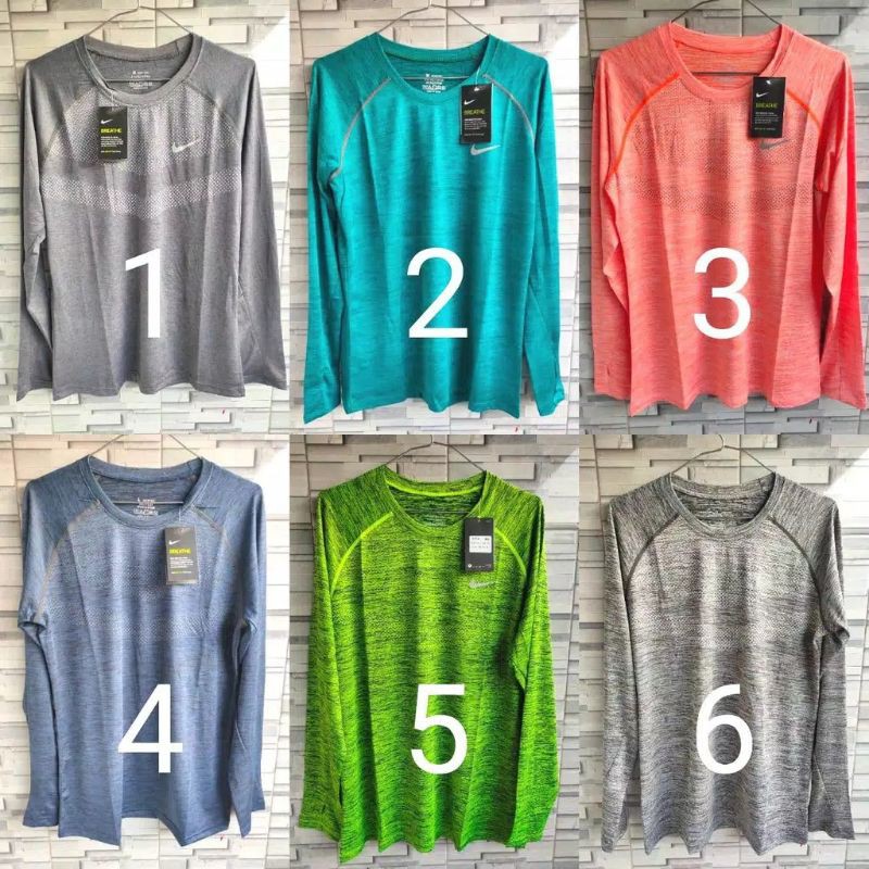 KAOS TRAINING OLAHRAGA LS LONGSLEEVE NIKE BAJU T-SHIRT LONG LENGAN PANJANG RUNNING GYM GO IMPORTS