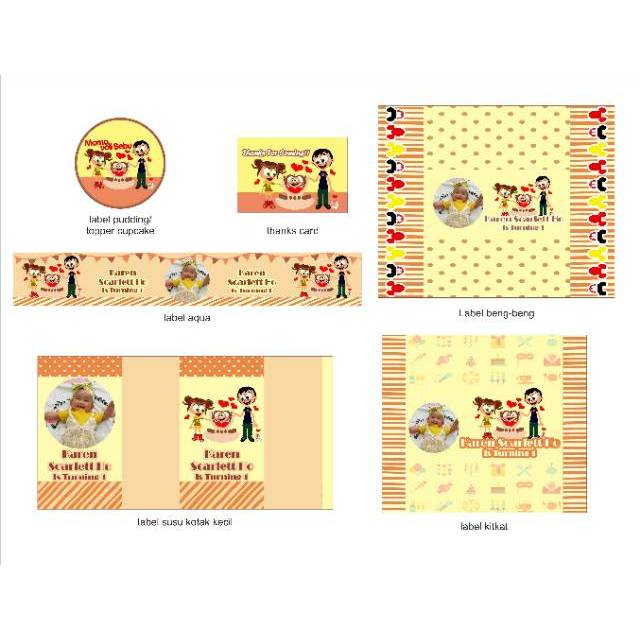 Paket Desert table Karen | desert table custom | label kemasan ultah | label makanan minuman