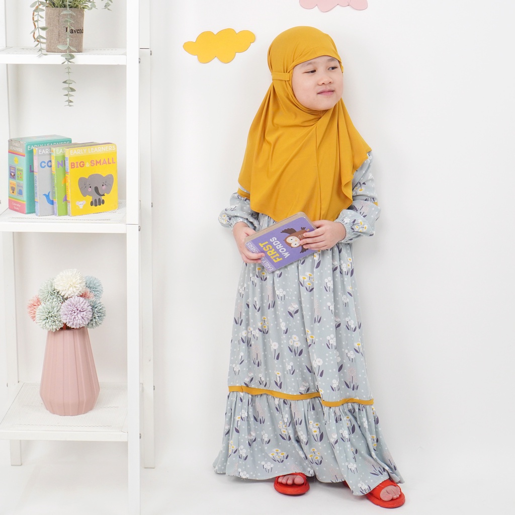 Homedress Gamis Anak Perempuan Set Baju Jilbab Muslim Rayon Home Dress 4 5 6 7 8 th Best Seller