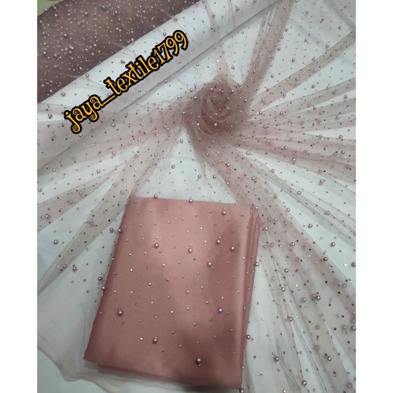 Kain Bahan Tile Swarovski mutiara/ Brokat Mutiara payet