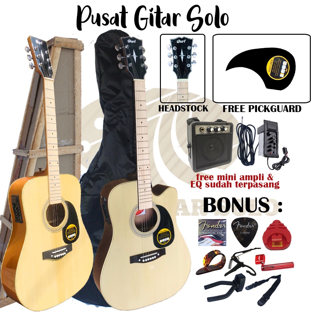 Gitar Cort Akustik Elektrik 7545R Double Run Neck Utuh