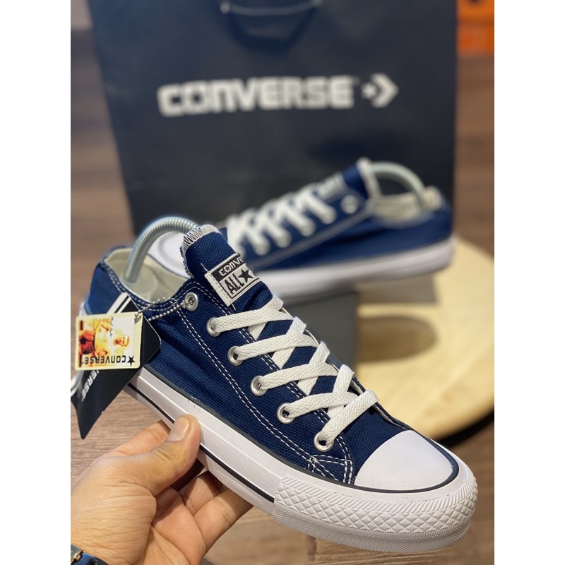 SEPATU CONVERSE PREMIUM CASUAL PRIA WANITA OX CLASSIC BIRU NAVY LOW DRES