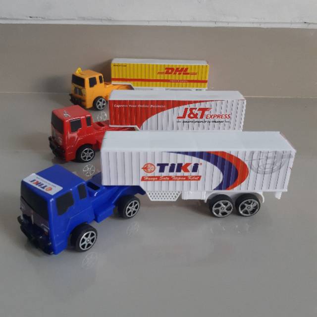 Mainan Set Truk Ekspedisi Isi 3 Pcs - Diecast Mobil Truck Kurir Anak