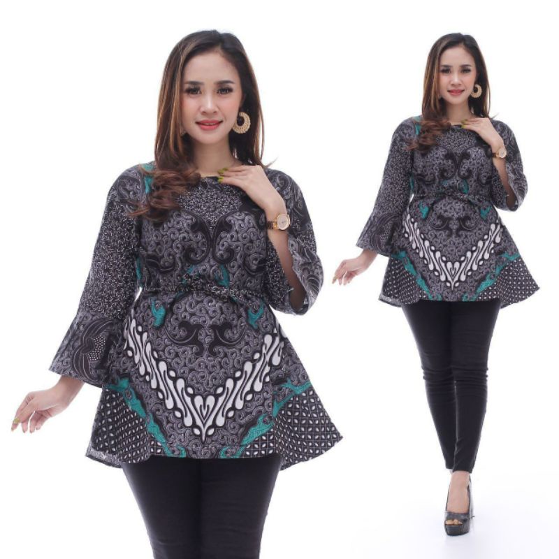 COD - Bayar Ditempat - Blouse Batik Couple Atasan Batik Wanita Blus Batik Cendrawasih Blarak Kipas-BL Dimensi