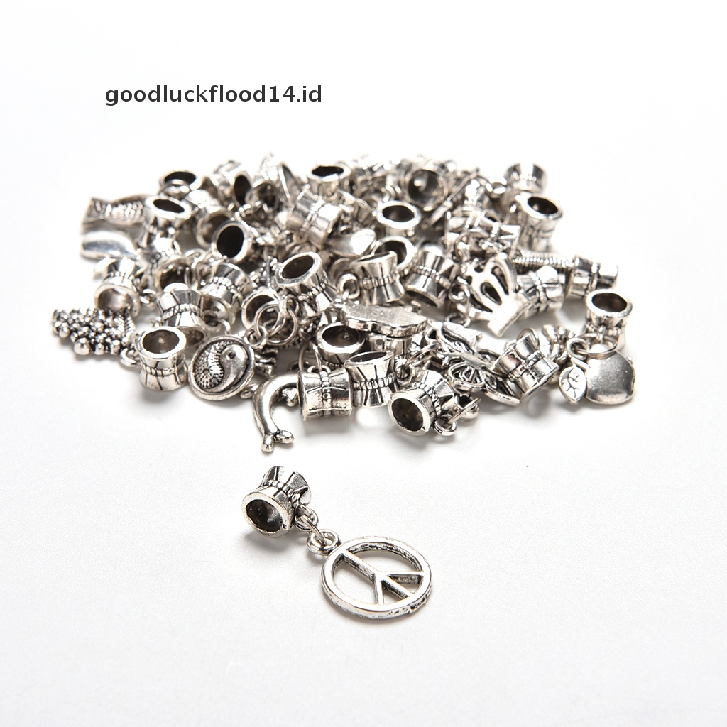 [OOID] 40pcs Lots Wholesale Tibetan Silver Charm Beads Fit European Chain Bracelet Hot ID