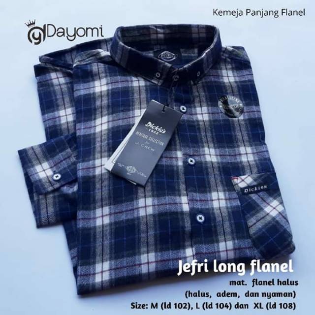 Baju Kemeja Panjang Pria Kotak2 Jefri Long Flanel ori by Dayomi
