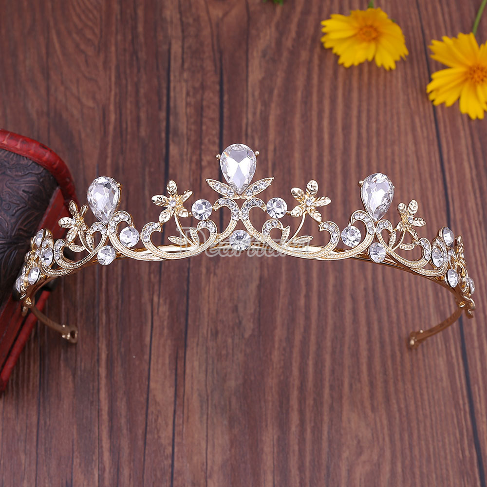 Tiara Mahkota Berlian Imitasi Bahan Alloy untuk Pengantin Wanita